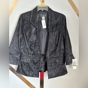 Alex Evenings Black Silver 3/4 Sleeve Jacket L